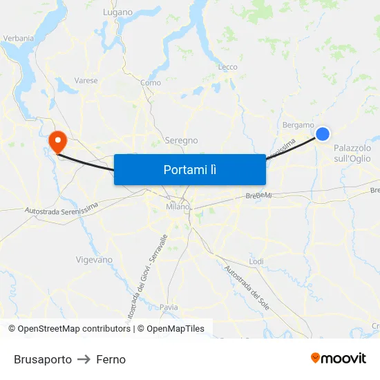 Brusaporto to Ferno map