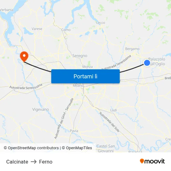 Calcinate to Ferno map