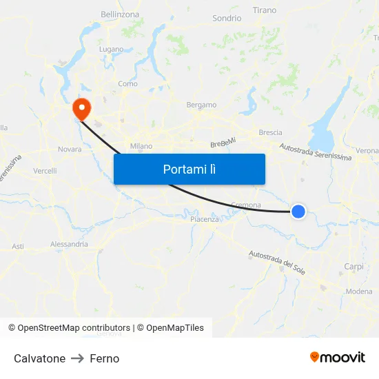 Calvatone to Ferno map