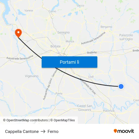 Cappella Cantone to Ferno map