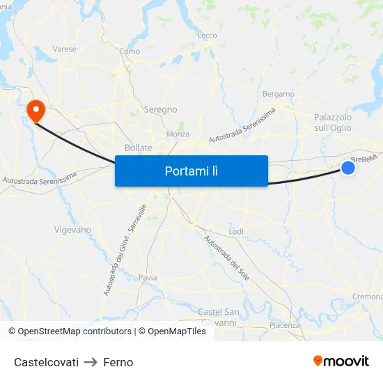 Castelcovati to Ferno map