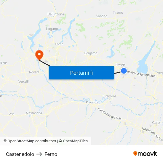 Castenedolo to Ferno map