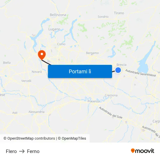 Flero to Ferno map