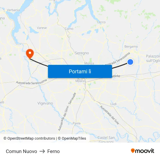 Comun Nuovo to Ferno map