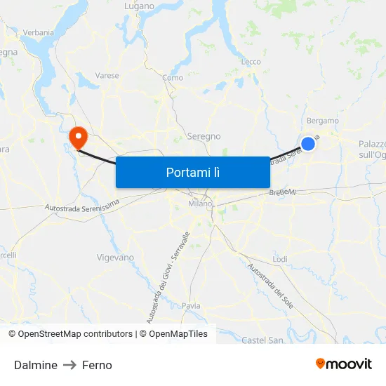 Dalmine to Ferno map