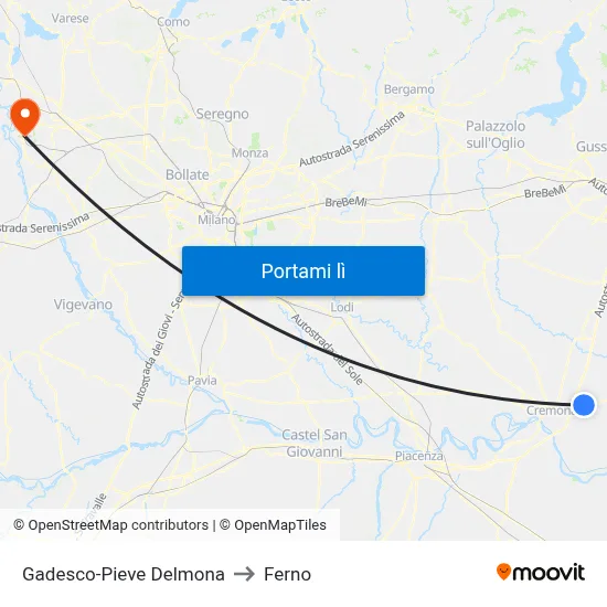 Gadesco-Pieve Delmona to Ferno map