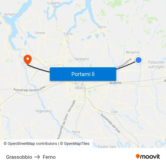 Grassobbio to Ferno map