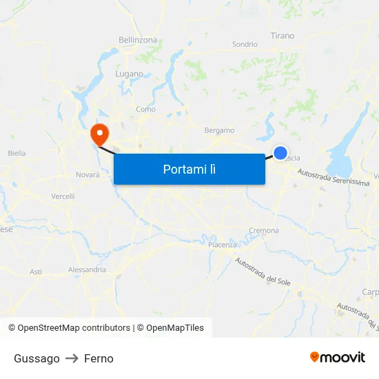 Gussago to Ferno map