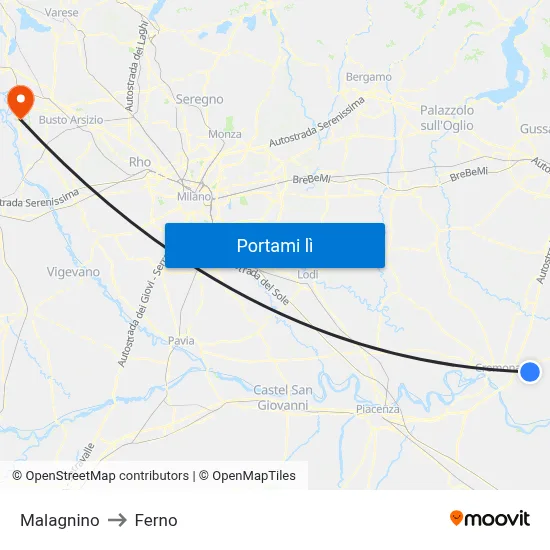 Malagnino to Ferno map
