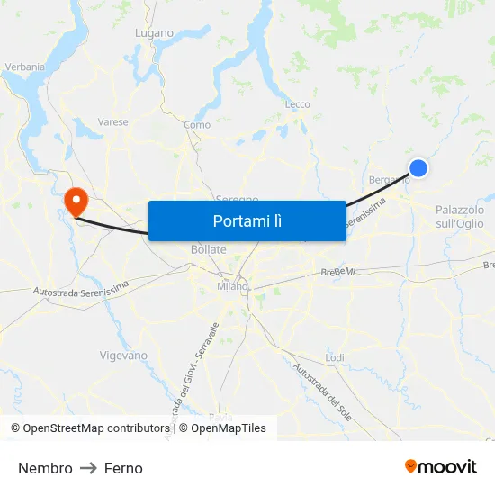 Nembro to Ferno map