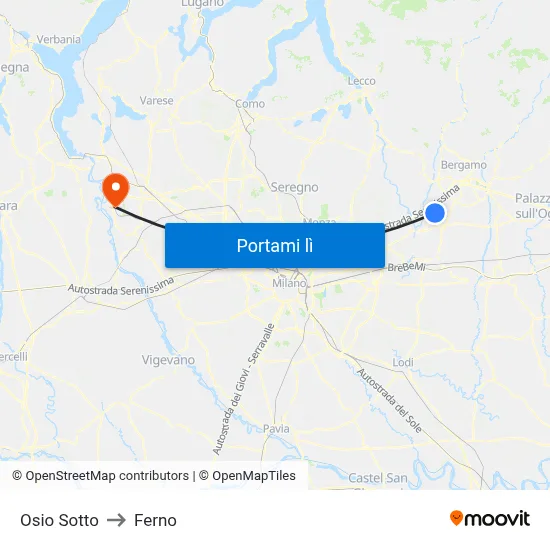 Osio Sotto to Ferno map