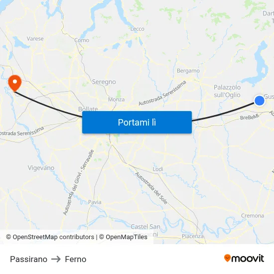 Passirano to Ferno map