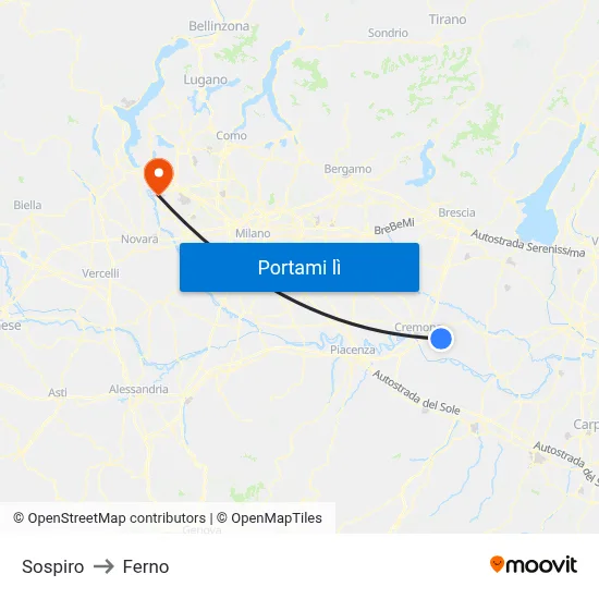 Sospiro to Ferno map