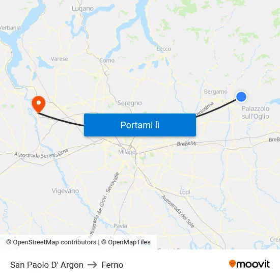 San Paolo D' Argon to Ferno map