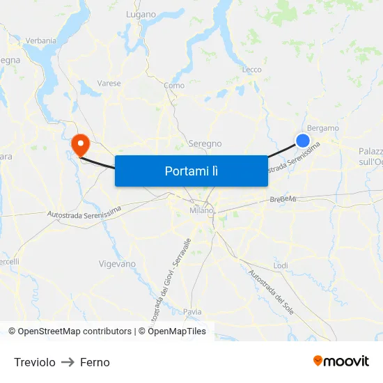 Treviolo to Ferno map