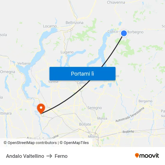 Andalo Valtellino to Ferno map