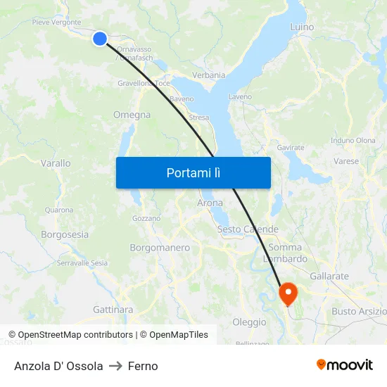 Anzola D' Ossola to Ferno map