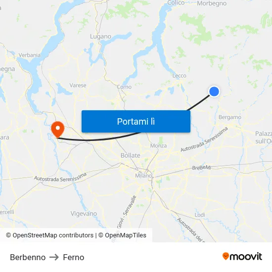Berbenno to Ferno map