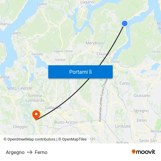 Argegno to Ferno map