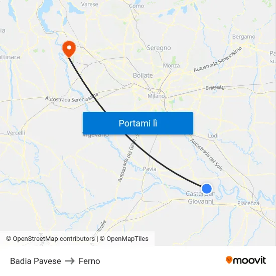 Badia Pavese to Ferno map