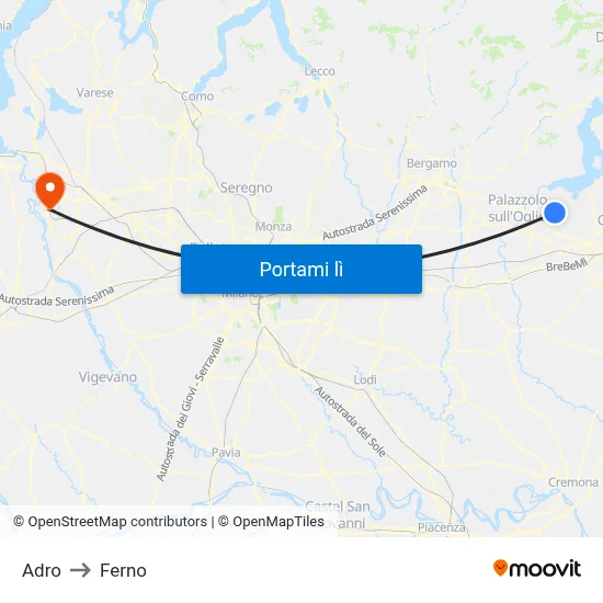 Adro to Ferno map