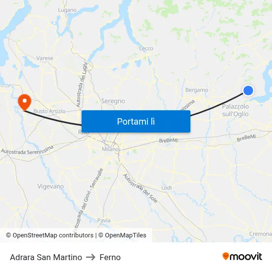 Adrara San Martino to Ferno map