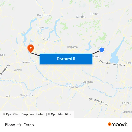 Bione to Ferno map