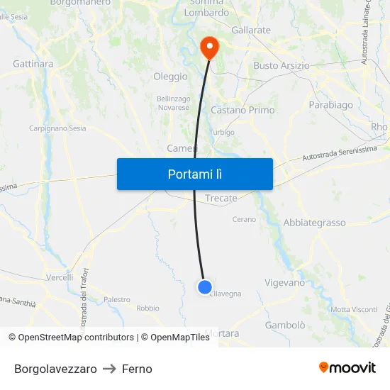 Borgolavezzaro to Ferno map