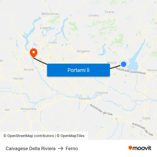 Calvagese Della Riviera to Ferno map