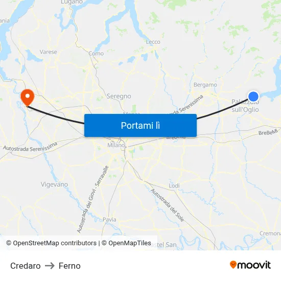 Credaro to Ferno map
