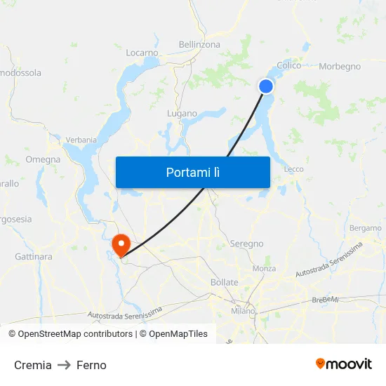 Cremia to Ferno map