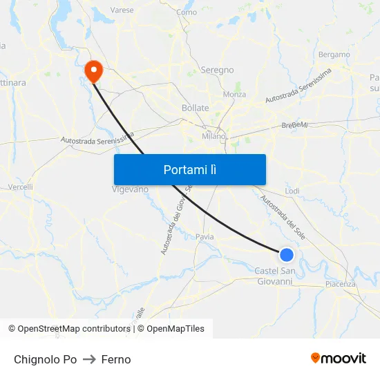 Chignolo Po to Ferno map