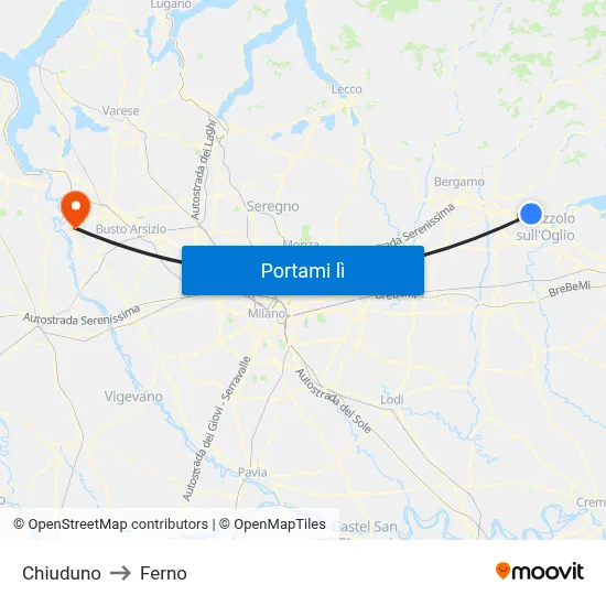 Chiuduno to Ferno map