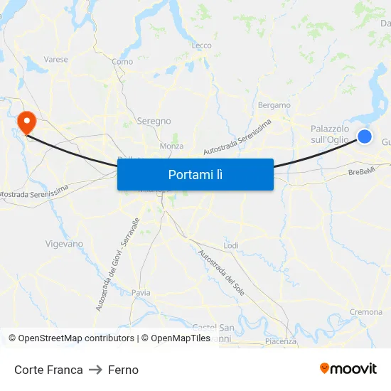 Corte Franca to Ferno map
