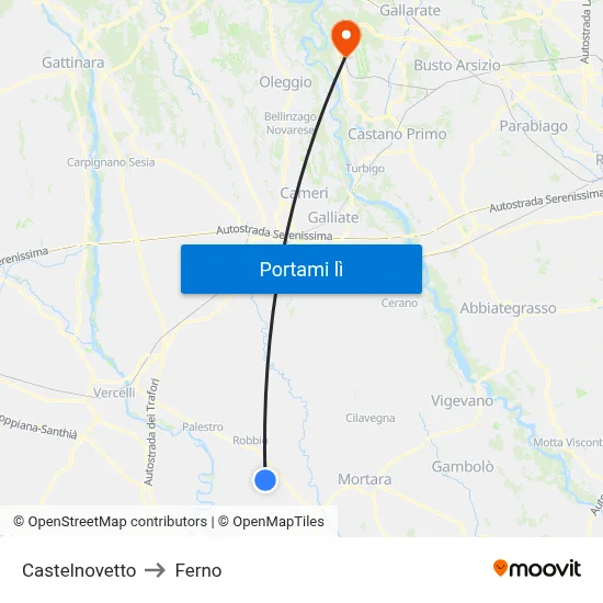 Castelnovetto to Ferno map
