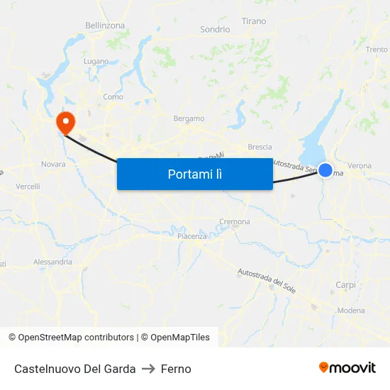 Castelnuovo Del Garda to Ferno map
