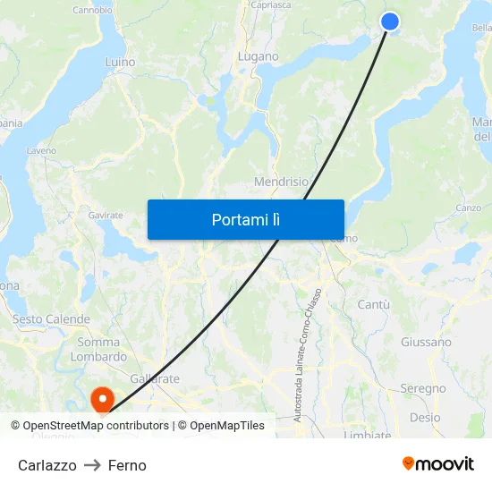 Carlazzo to Ferno map