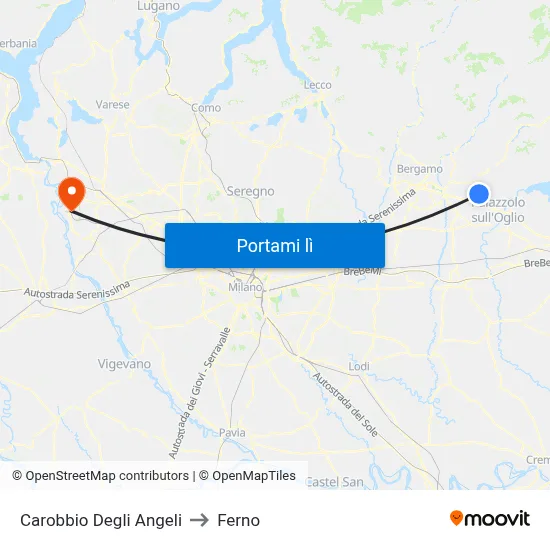 Carobbio Degli Angeli to Ferno map