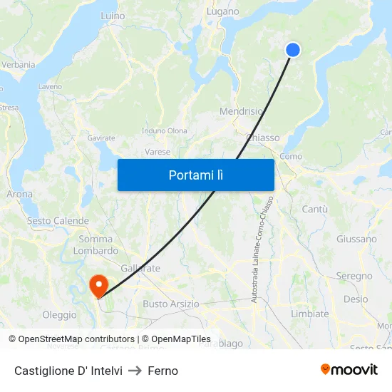 Castiglione D' Intelvi to Ferno map