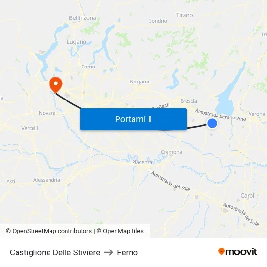 Castiglione Delle Stiviere to Ferno map