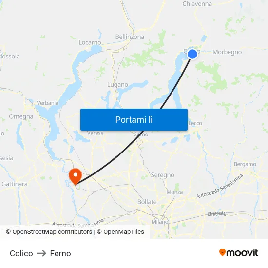 Colico to Ferno map