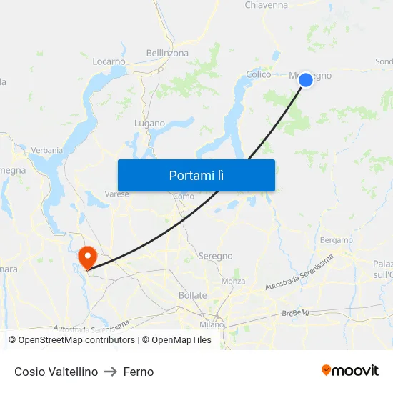 Cosio Valtellino to Ferno map
