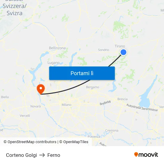Corteno Golgi to Ferno map