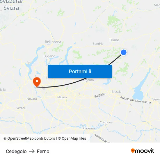 Cedegolo to Ferno map
