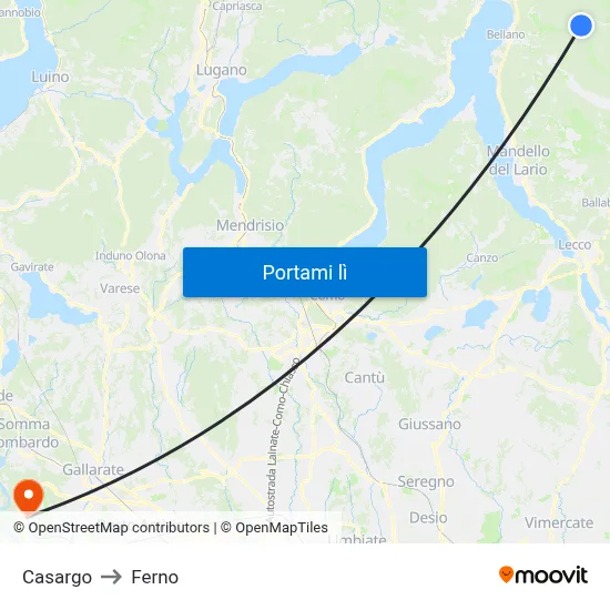 Casargo to Ferno map