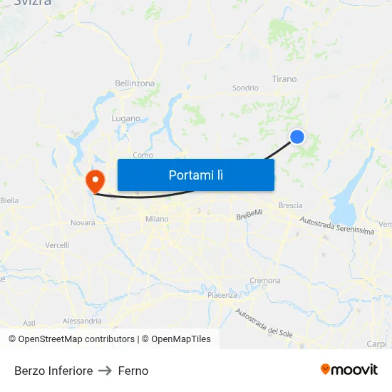 Berzo Inferiore to Ferno map