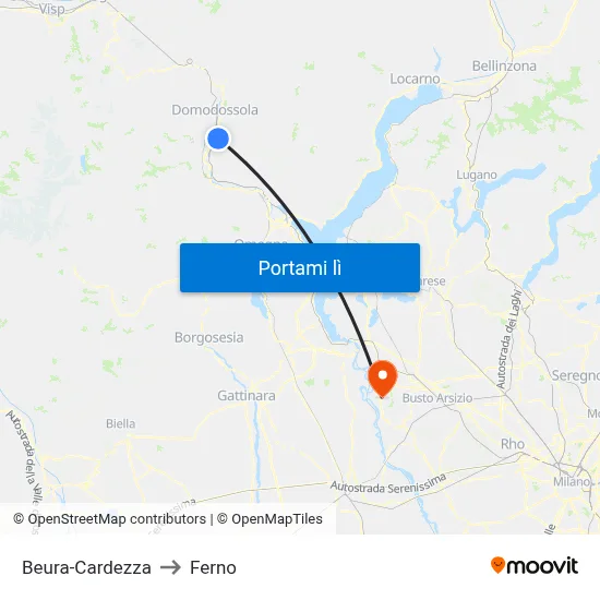 Beura-Cardezza to Ferno map