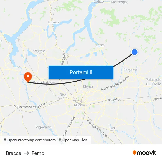 Bracca to Ferno map