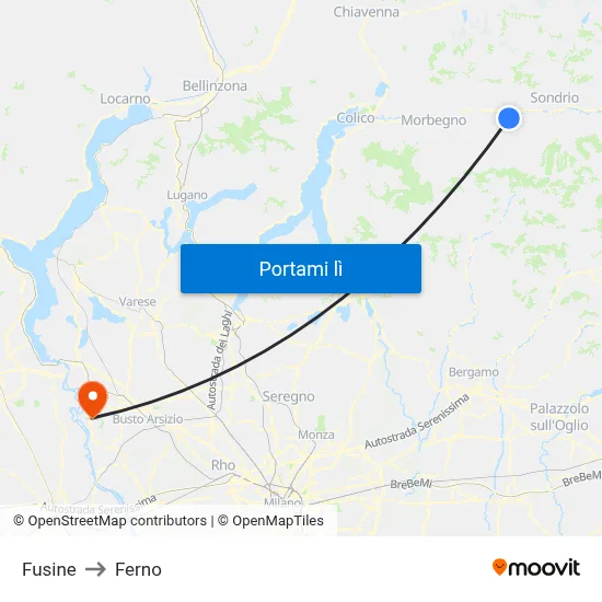 Fusine to Ferno map