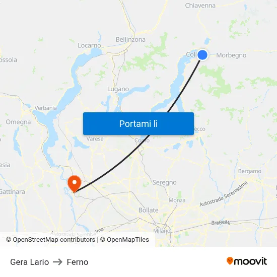 Gera Lario to Ferno map